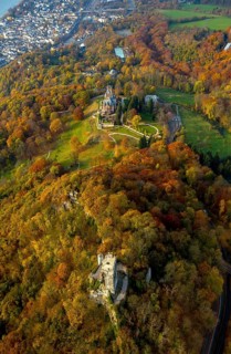 Castle ruins Drachenfels and Schloss Drachenburg, Bad Honnef, Siebengebierge between Königswinter