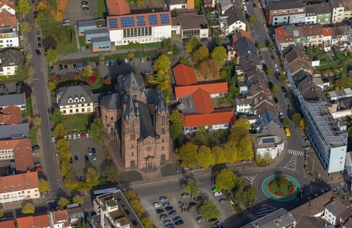 St. Sacrament Saardom, Dillingen/Saar, Saarland, Germany, Europe, aerial photo, birds-eyes view,