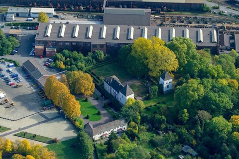 North wing and destroyed west wing of the Old Castle, Dillingen/Saar, Saarland, Germany, Europe,