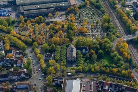 St. Johann Dillingen, Dillingen/Saar, Saarland, Germany, Europe, aerial photo, birds-eyes view,