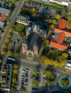 St. Sacrament Saardom, Dillingen/Saar, Saarland, Germany, Europe, aerial photo, birds-eyes view,