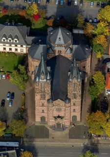 St. Sacrament Saardom, Dillingen/Saar, Saarland, Germany, Europe, aerial photo, birds-eyes view,