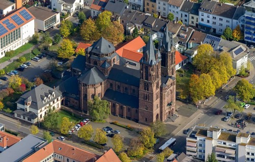 St. Sacrament Saardom, Dillingen/Saar, Saarland, Germany, Europe, aerial photo, birds-eyes view,
