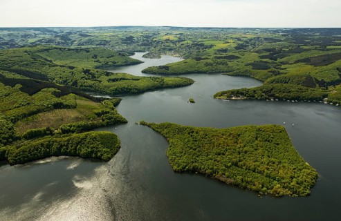 Rurstausee, Rurtalsperre Schwammenauel second largest reservoir in Germany, Heimbach, Eifel, North