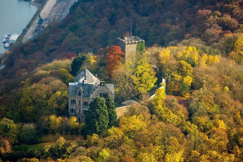 Rheineck Castle in the Rhine Valley, Rhine, autumn foliage, Bad Breisig, Ahrweiler district,