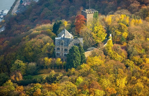 Rheineck Castle in the Rhine Valley, Rhine, autumn foliage, Bad Breisig, Ahrweiler district,