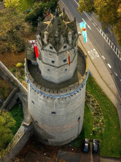 The Round Tower, landmark of Andernach, corner defence tower in the town wall, defence tower,