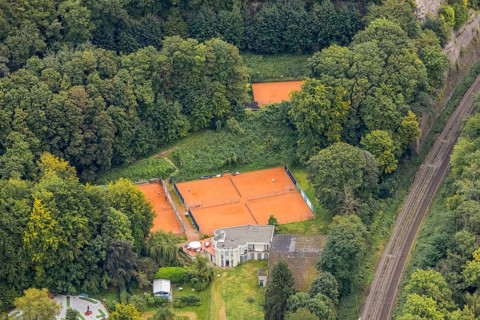 Aerial view, tennis facility of the TC Hohenstein Witten e.V. in Witten, Ruhr area, North