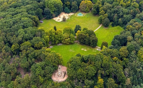 Aerial view, forest area and recreation area Hohenstein with the children's playground and