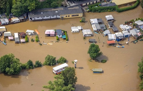 Aerial photo, Ruhr floods, flooding, Annen, Witten, Ruhr area, North Rhine-Westphalia, Germany, DE,