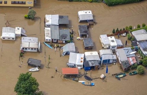 Aerial photo, Ruhr floods, flooding, Annen, Witten, Ruhr area, North Rhine-Westphalia, Germany, DE,
