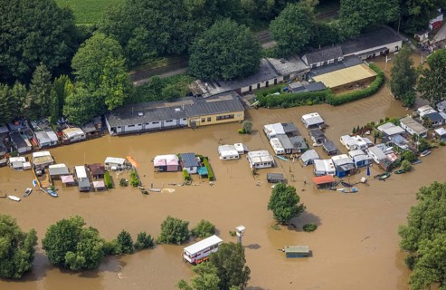 Aerial photo, Ruhr floods, flooding, Annen, Witten, Ruhr area, North Rhine-Westphalia, Germany, DE,