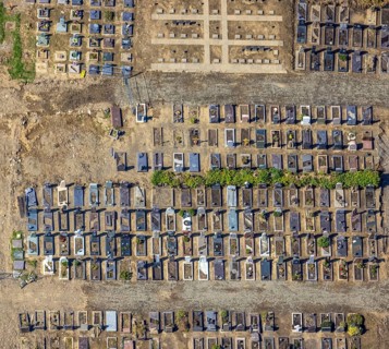 Aerial view, flood area at the river Ahr with cemetery Altenahr in Altenahr, Ahr valley,