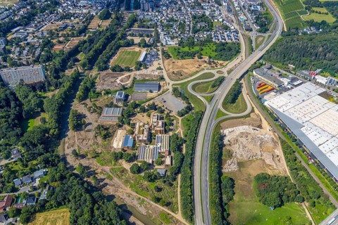 Aerial view, exit Bad Neuenahr-Ost of the federal road B266 and vocational school Ahrweiler in Bad