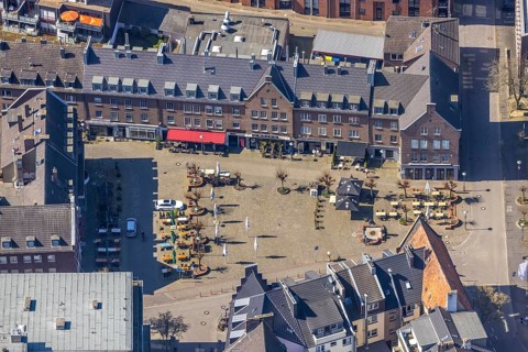 Aerial view, Kornmarkt, Wesel, Ruhr area, Lower Rhine, North Rhine-Westphalia, Germany, outdoor