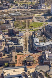 Aerial view, Berliner-Tor-Platz, Berliner Tor with Wilhelmstraße and Wesel railway station, Wesel,