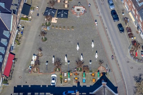 Aerial view, Kornmarkt, Wesel, Ruhr area, Lower Rhine, North Rhine-Westphalia, Germany, outdoor