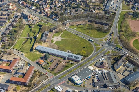 Aerial view, Citadel Wesel, Music School and Art School Wesel, LVR-Niederrheinmuseum Wesel,