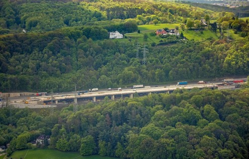 Aerial view, renovation of the A1 motorway bridge, city boundary between Wetter and Hagen,