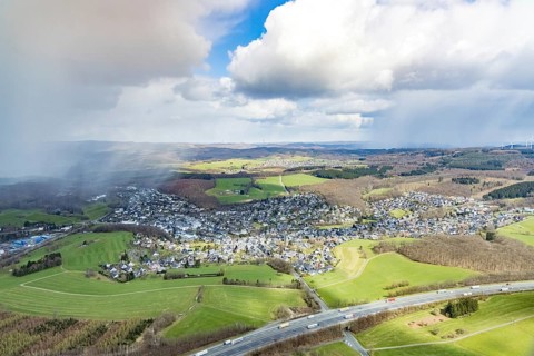 Aerial view, aerial view Wilnsdorf, Siegerland, North Rhine-Westphalia, Germany, DE, Europe,