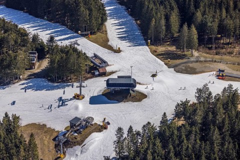 Poppenberg mountain station and chairlift, Winterberg, Sauerland, North Rhine-Westphalia, Germany,