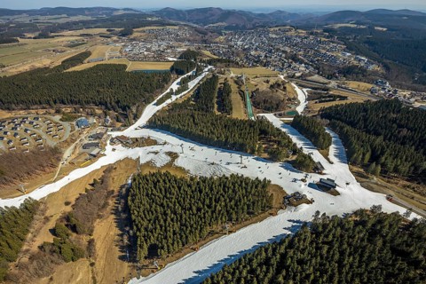 Poppenberg mountain station and chairlift, Winterberg, Sauerland, North Rhine-Westphalia, Germany,