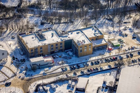 Aerial view, University of Witten / Herdecke, Annen, new campus extension in timber construction,