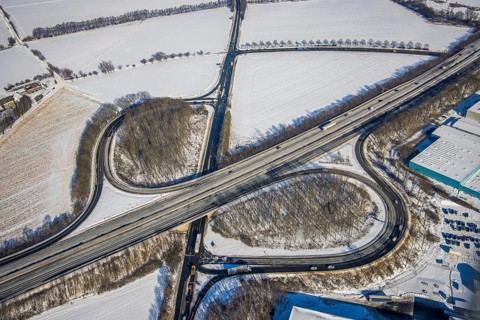 Aerial view, motorway A44 / A448, motorway junction Witten-Annen, Annen, Witten, Ruhr area, North