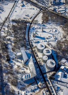 Aerial view, University of Witten / Herdecke, new car park at the university dental clinic,