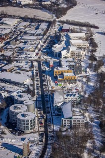 Aerial view, University of Witten / Herdecke, Annen, new campus extension in timber construction,