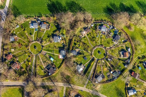 Aerial view, allotment garden association Am Heuweg, Stockum, Witten, Ruhr area, North