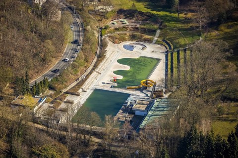Aerial view, outdoor swimming pool Annen, Annen, Witten, Ruhr area, North Rhine-Westphalia,