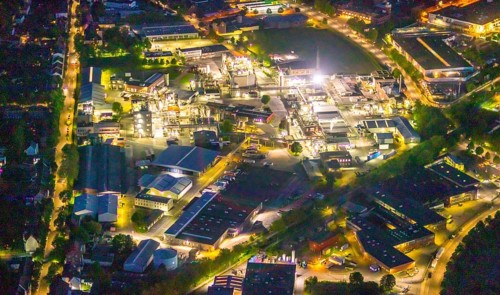 Aerial view, Evonik Industries AG premises, chemical plant, Witten, Ruhr area, North