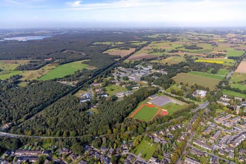 Aerial view, Schill barracks with sports field in the district Blumenkamp in Wesel, Lower Rhine,