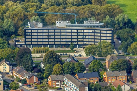 Aerial photo, Westnetz Gmbh training centre Wesel in Wesel, Lower Rhine, North Rhine-Westphalia,