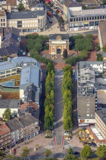 Aerial view, Berliner Tor on Berliner-Tor-Platz and Wilhelmstraße in Wesel, Lower Rhine, North