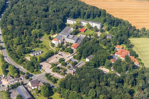 Aerial view, retirement home St. Raphäl, district Nachtigall, Wickede, Sauerland, North