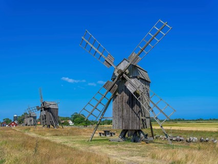 The mills of Lerkaka, five historic windmills, trestle windmills, Lerkaka, Öland, Sweden