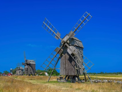 The mills of Lerkaka, five historic windmills, trestle windmills, Lerkaka, Öland, Sweden