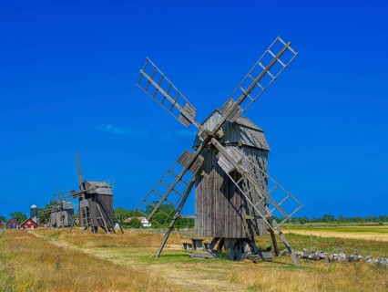 The mills of Lerkaka, five historic windmills, trestle windmills, Lerkaka, Öland, Sweden