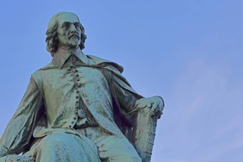 Physicist Otto von Guericke, fountain, monument, sculpture, detail, Hauptwache, Magdeburg,