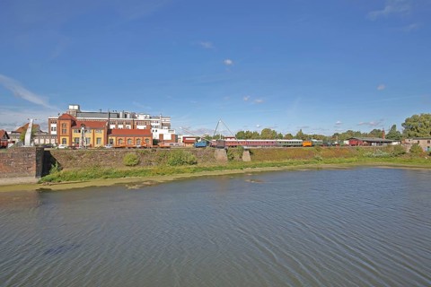 Old factory site, commercial harbour, Magdeburg, Saxony-Anhalt, Germany
