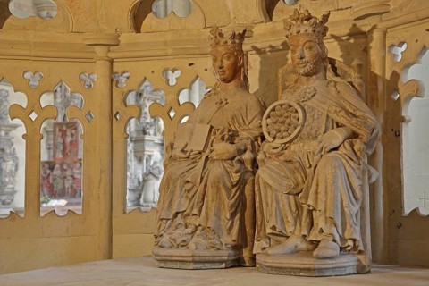 Ruling couple Otto the Great and his wife Edgitha in a chapel, two sculptures, couple, arts and
