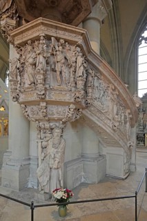 Renaissance pulpit by Christoph Kapup 1597 made of alabaster, stonemasonry, craftsmanship,