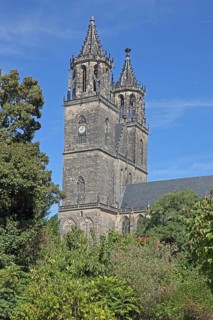 Gothic Cathedral of St Mauritius and St Katharina with twin towers, Magdeburg Cathedral, Magdeburg,