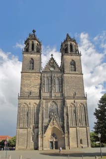 Gothic Cathedral of St Mauritius and St Katharina with twin towers, Magdeburg Cathedral, Magdeburg,