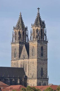 Gothic Cathedral of St Mauritius and St Katharina with twin towers, Magdeburg Cathedral, Magdeburg,