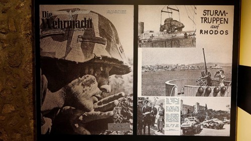 Historical propaganda posters with pictures of soldiers, Kahal Shalom Synagogue, Sephardic