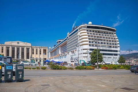 MSC Fantasia in the harbour of Trieste, Friuli-Venezia Giulia, Italy