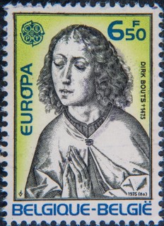Dirk Bouts (1415–1475) was an Early Netherlandish painter. Portrait on a Belgian postage stamp